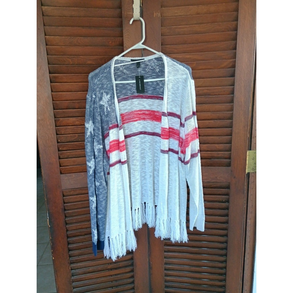 NWT Lane Bryant Womens Cardigan Sweater Open Front‎ Fair Isle Fringe Size 26/28